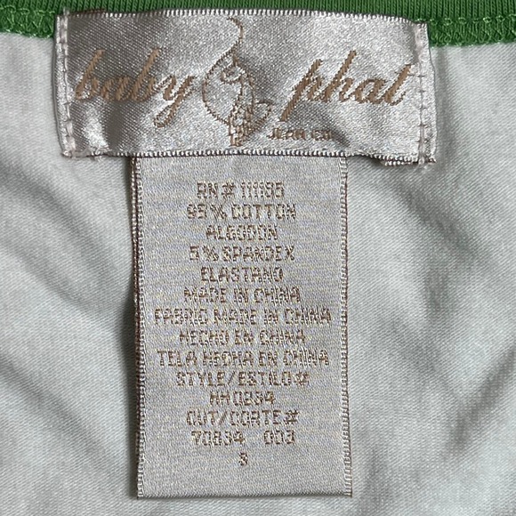 Baby Phat Green White Layered Long Sleeve Crop Top T-Shirt Women's Size S NWT - Picture 6 of 12
